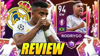 THE BEST RW IN FIFA MOBILE 22! 94 POTM RODRYGO PLAYER REVIEW & GAMEPLAY! POTM 94 RODRYGO REVIEW!