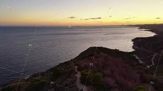 Coastal Sunset Hike, Clifftop Trail With Golden Light, Rugged Seaside Walk At Dusk With Pine And