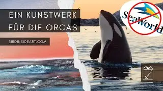 Acryl malen | Meer Acrylbild | Orcas | Abstrakte Meerlandschaft | GEGEN SeaWorld | Bird Inside Art