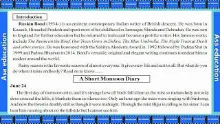 Unit 1.1 A Short Monsoon Diary (English, Grade 10, GSEB) Easy explanation in Hindi