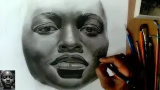 How To Draw African Women Hyper Realistic Charcoal Portrait Drawing /Charcoal/For Beginners //