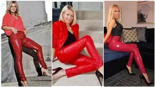 Top classy and trendiest collection of Red leather pants for 40 plus women #leather