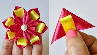 Цветы из лент своими руками - Очень простое изготовление цветов из лент - Как сделать цветы из ткани