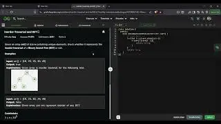 Inorder Traversal and BST | GFG Solution in C++ | Check if Array Can Be BST Inorder