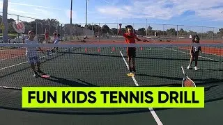 Fun Group Tennis Drill For Kids!