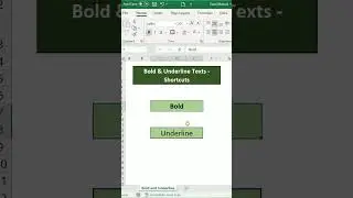 Bold and Underline Texts in Excel | Excel Shortcut Keys
