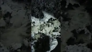 Drone over snowy waterfalls in Canada HD*   #shorts