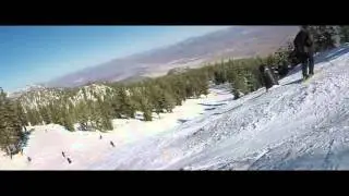 Steven skiing down Heavenly Dipper small mogul trail and tricks