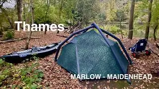 November camping trip on Thames (Marlow-Maidenhead) in Gumotex inflatable kayak