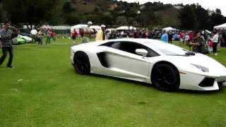 Jay Leno driving Lamborghini Aventador at Concorso Italiano 2011