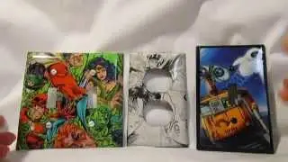 Wall plates made with Upcycled Comic Books. high glossed. no modge podge.