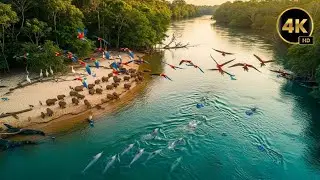 Relaxing Walk in the Amazon: Pink Dolphins 🐬 | River of Life (Pure Nature Sounds | 4K)