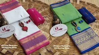 🦚Elegance Chettinad sarees with matching combos🦚 100's thread count 6.2 mtrs saree 🦚