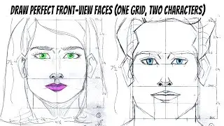 How to Draw Perfect Front-View Faces (One Grid, Two Characters)