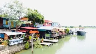 Local Market Pathum Thani near Bangkok Thailand Sam Khok Waterfront Market. Thai Street Food.
