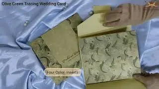 Olive Green Tracing Wedding Card - KPR02680