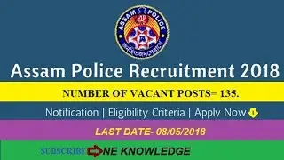 Assam Police Recruitment (2018) OF JAIL WARDER 135 Posts|| Apply ONLINE in details