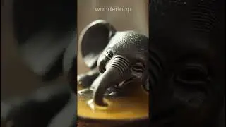 A Tiny Elephant Bathes in a Spoon of Soup 🐘🥄 | #MiniWorld #AIGenerated #Shorts