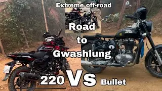 Royal Enfield classic 350 off roading vs Bajaj pulsar 220 / way to Gwashlung / full offroad
