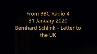 Goodbye UK Bernhard Schlink Letter