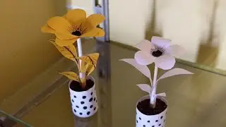 Handmade Paper Flower Pot | Easy & Beautiful Home Decor Craft 🌼