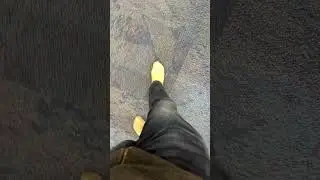 Nylon Stocking Feet Walk Around At The Library