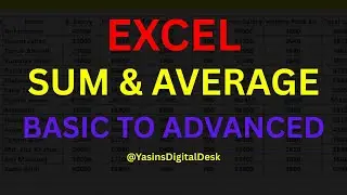 Excel Basic to Advanced SUM & AVERAGE Tutorial | Learn Excel Formulas Step by Step #excel #SUM #ai