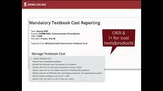 Mandatory Textbook Cost Reporting Training Tutorial