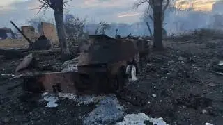 Invasion of russian army. After the battle. Vokzalna Street, Bucha, Ukraine