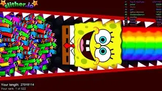 Slither.io A.I SPONGEBOB SKIN vs TINY Pro Snakes - Epic Skin Slitherio Vip Gameplay - WORLD RECORDS
