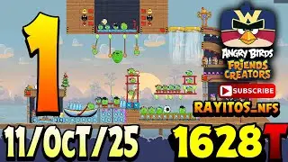 Прохождение турнира Angry Birds Friends Level 1, рекорд 1628, POWER-UP