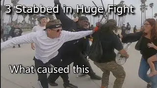 Crazy Brawl / Stabbings at Venice Beach - Chaotic Fight over Music