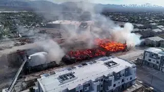Drone video of North Las Vegas construction fire