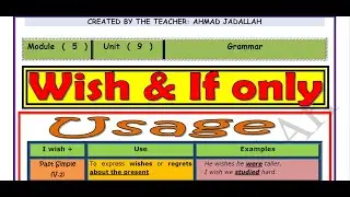 شرح ( قاعدة التمني ) حسب النمط الوزاري الجديد بالتفصيل ( Wish & If only )