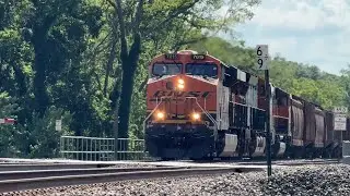 Fast BNSF Manifest train w/ BNSF SD60M trailing! BNSF Transcon: Emporia sub..6/23/25