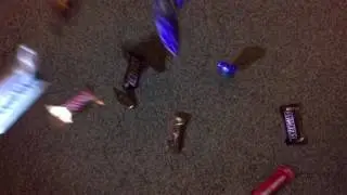 A lot of candy falling down from the sky