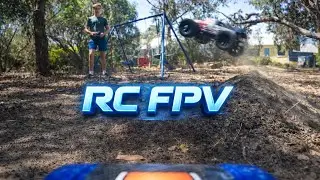 RC bashing through track and fpv follow footage 