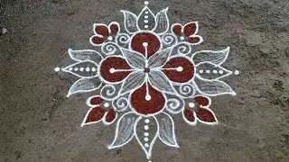 simple Friday rangoli 3*1dots Anu'srangoli small kolam daily muggulu chukkala muggulu