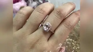 Art Deco 6x8mm Oval Morganite Ring Marquise Style Band Solid 14K Rose gold Engagement Ring