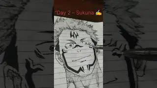Sukuna Black Pen Sketch ✍️ | 75 Hard Art Challenge Day 2