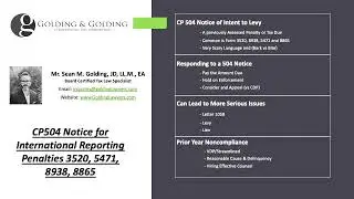 CP504 Notice for International Reporting Penalties 3520, 5471, 8938, 8865 - Golding & Golding Tax