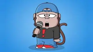 Monkey with microphone watches galaga 88 opening theme