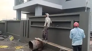 आकाशात पुन्हा काळे ढग जमा | कंपाउंडचा गिलावा व डिजाइन पूर्ण झाले 😊 Finishing Wall Compound