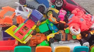 🚖🚔🚂🚊🏍️🚜Mini crane Mini dumper tractor trolley children's toys video