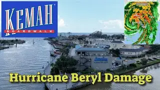 Kemah Boardwalk Damage  Post Hurricane Beryl Drone Video Footage