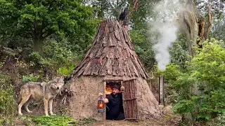 Building a secret shelter in the roots of a giant tree next to a wolf's den