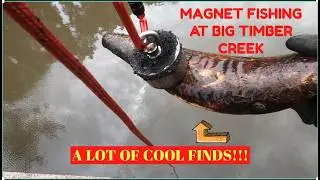 MAGNET FISHING AT BIG TIMBER CREEK #magnetfishing #fishing #powermagnet #metal #water #treasure