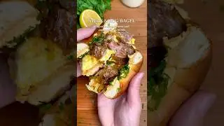 THE Steak & Eggs Hero Bagel Sandwich with Homemade Chipotle Cream Cheese and Caramelized Onions🍳🥯