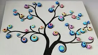 🌿 DIY Evil Eye Tree Art | Unique River Stone Craft Idea | Handmade Wall D&eacute;cor