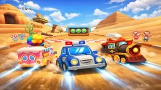 Police Car vs Ice Cream Truck vs Train Race! 🚗🍦🚂 | Kids Racing Game #myfirstvideo #kids 